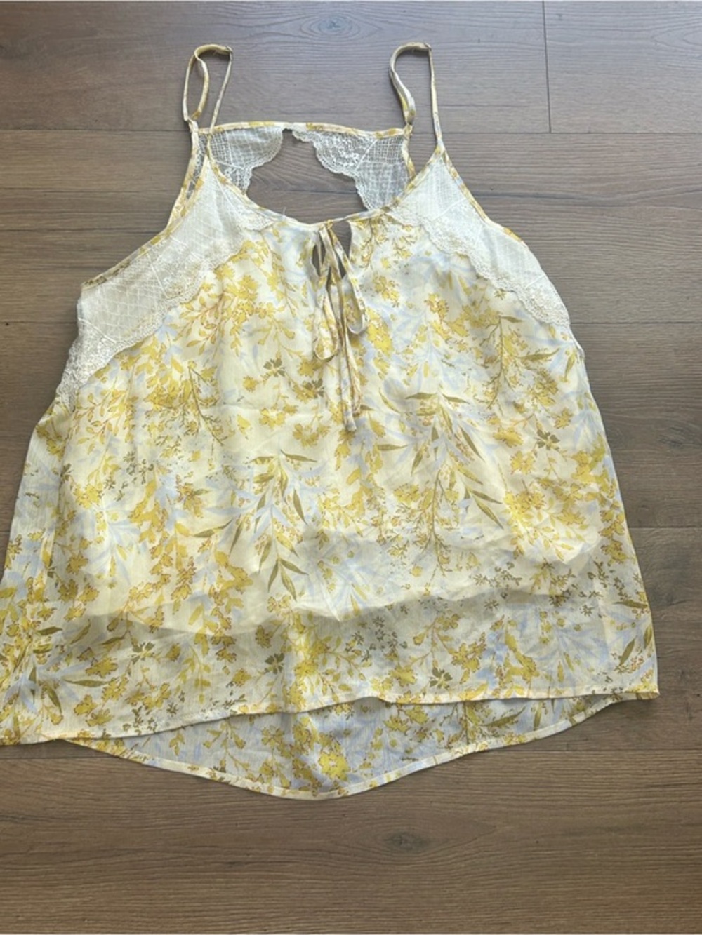 Miss Me Yellow Floral Lace-Trim Camisole